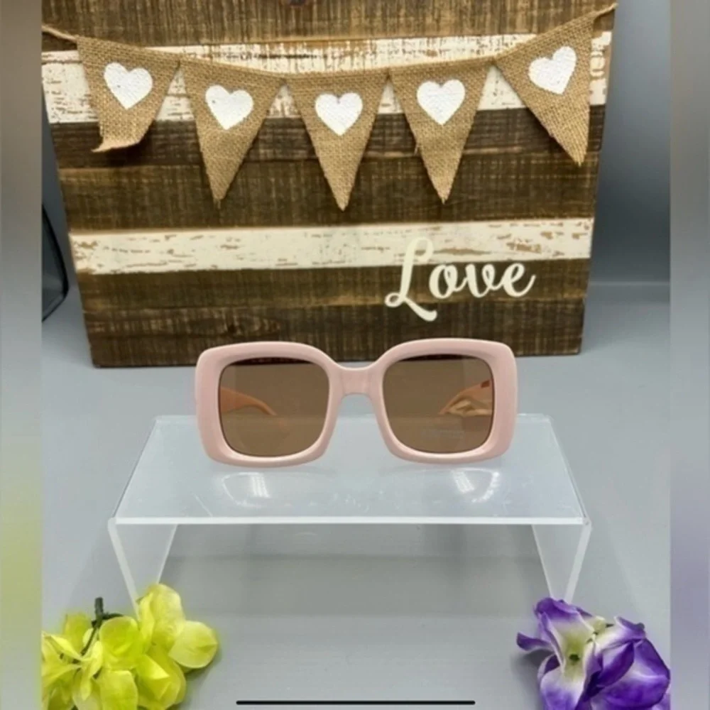 💋NWT Statement oversized square framed pink pearl sunglasses 🕶 sunshades